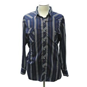 Saddlebrook Western shirt men's 2XL Cowboy Pearl snap blue striped long sleeve